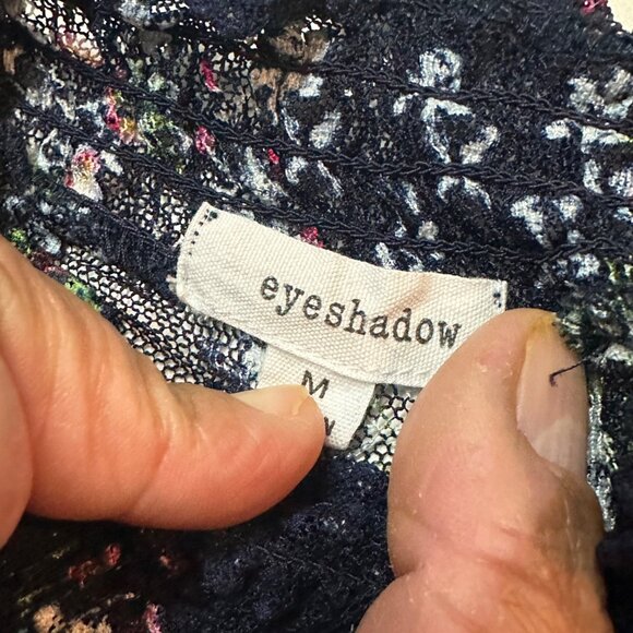 Black Sheer Floral Lace Top With Smocked Neck & Hem Short Puff Sleeves By Eyesha - Picture 3 of 7